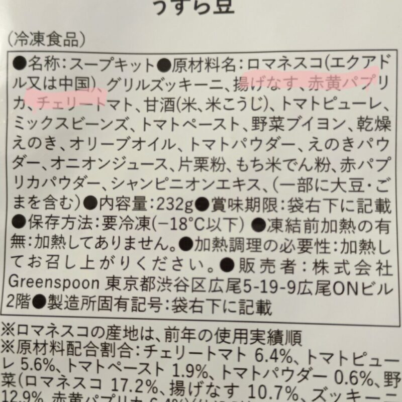 グリーンスプーン　原材料